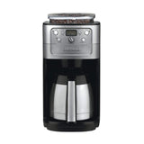 The Cuisinart® Burr Grind & Brew™ Thermal 12-Cup Automatic Coffee Maker DGB-900BC features a built-in burr grinder, digital display, easy-to-use buttons, stainless steel design, and a glass carafe for perfect coffee every time.