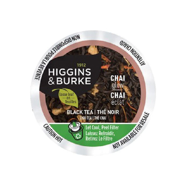 Higgins & Burke Chai Tea (Chai Glow) Single Serve Pods (Box of 24) K-Cups Higgins & Burke